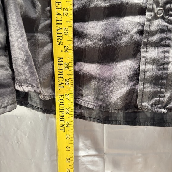 No Boundaries Shirt Adult XL Gray/ Black Plaid Snap Button Up Western Mens - Picture 10 of 12